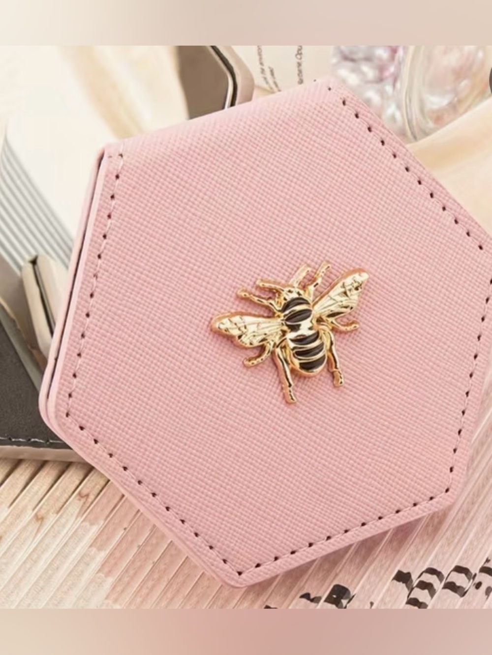 Pink Bee Accent Women’s stand up Compact mirror